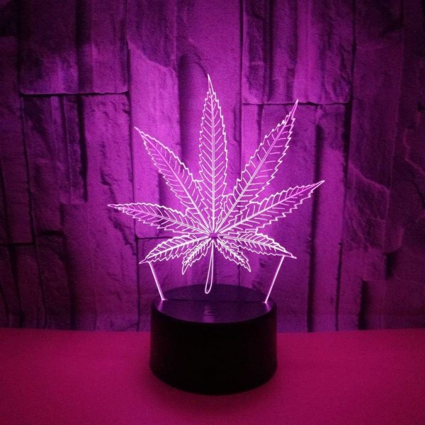 3D blad design LED nattlampa touch switch USB-port 7 KLB