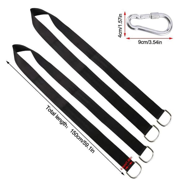 Swing strap kit med hängmattsfäste med 2 kraftiga karbinhakar och KLB