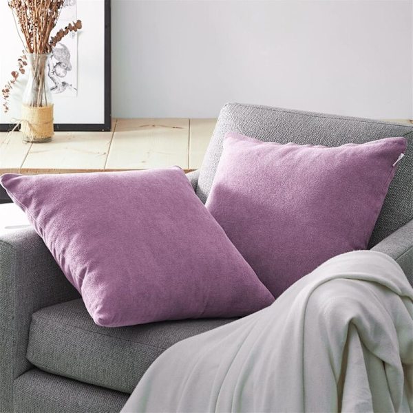 Set om 2 kuddfodral 40x40cm Dekorativ Chenille Soffa Dekorativa Kuddfodral för Sovrum Fyrkantig Enfärgad för Stol, Bil, Kontor, Lila KLB