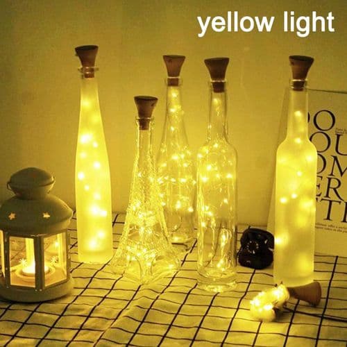 10 stk) 20 LED korklys kobbertråd fe lys gul