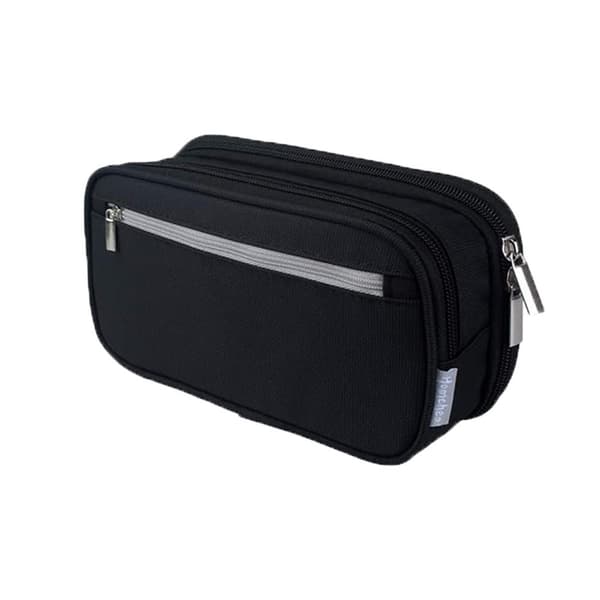 Multi-rummet etui med lynlåse i sort