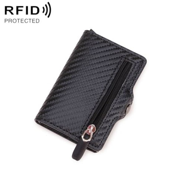 C1911H9 RFID-monikorttipaikka korttikotelo PU-nahasta ja metallista (hiilijuotos