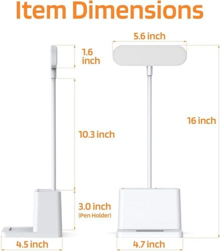LED Skrivebordslampe med Penneholder, AXX Skrivebordslampe til Computer/Skrivebord