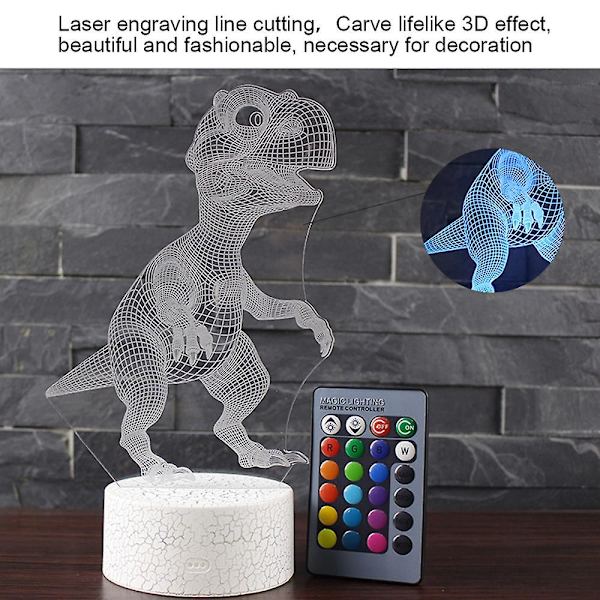 Dinosaur Series Farverige 3d Nattelys, Kreativ Gave Lampe Bordlampe C