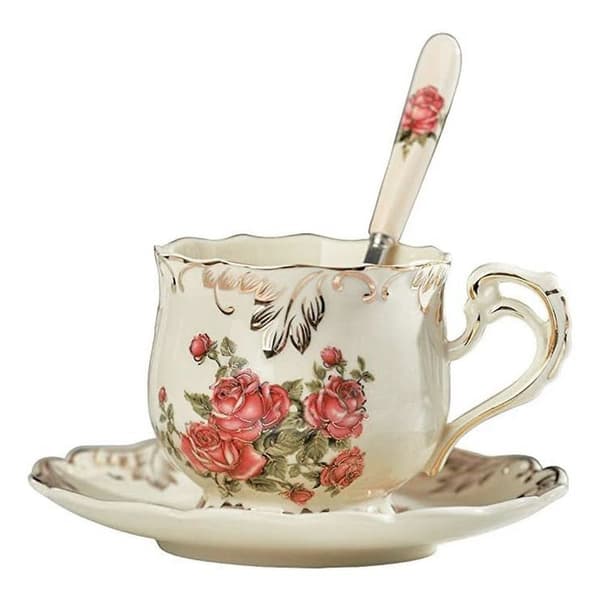 \"Pastoral Rose\" tekopp og underkop sæt, 200 ml kop og underkop