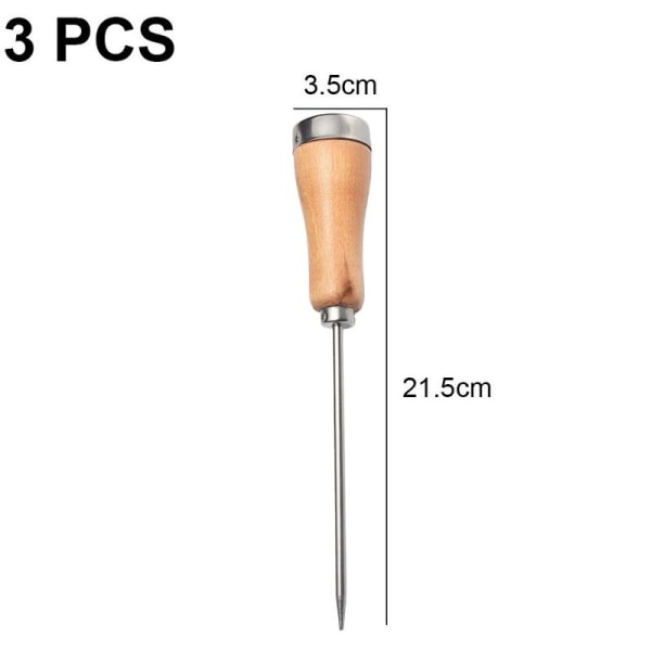 Stainless steel ice pick with safety wooden handle for the kitchen,