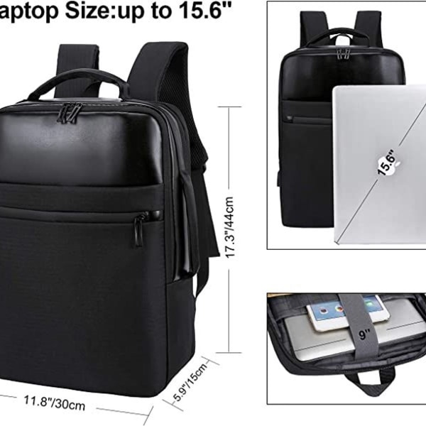 Vattentät 15,6 tums laptopryggsäck för företag med USB laddningsport