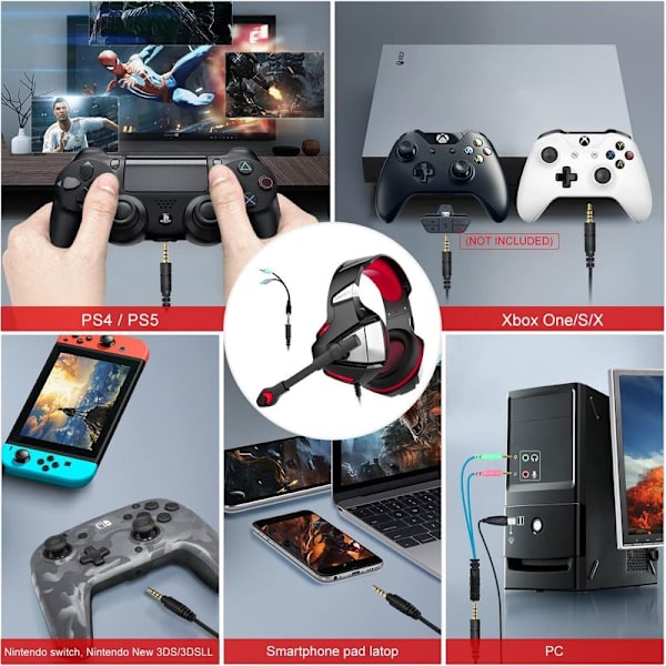 Pelikäyttöön tarkoitettu kuulokemikrofoni Xbox Onelle, PS4:lle, PC:lle, Over-Ear-Gaming