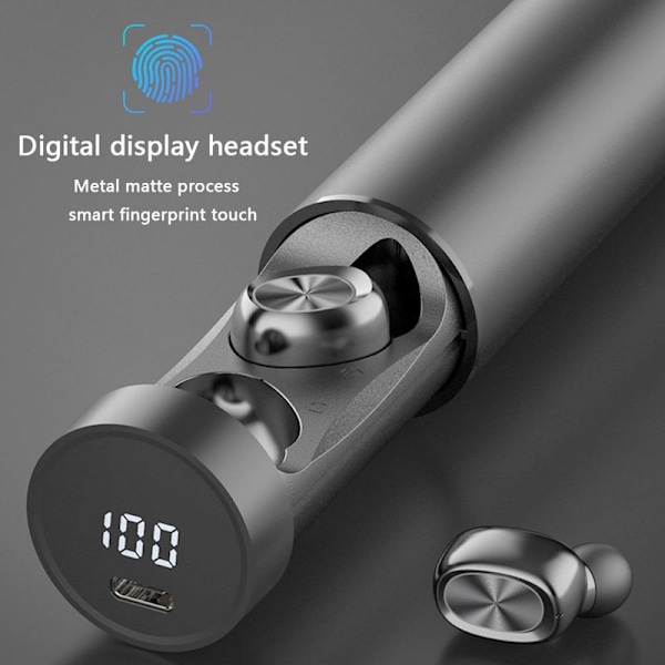 Bluetooth trådløst sports-headset med LED-display grå