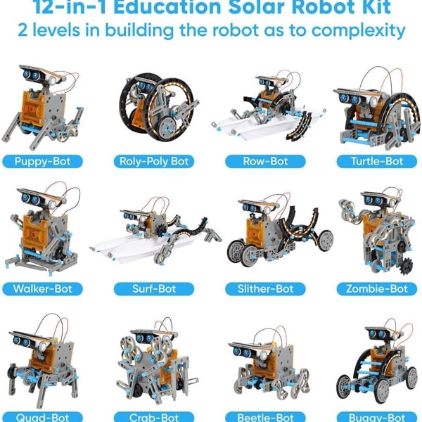 Solar Robot Toy for Kids, 12 in 1 Toy Robot Kit, KLB