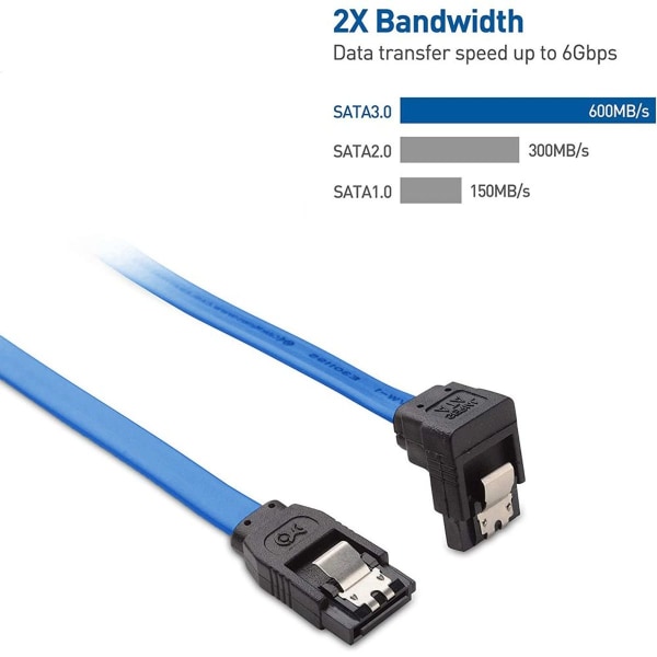 1 x 40 cm SATA III kabelsett datakabel 6 Gbit/s blå KLB