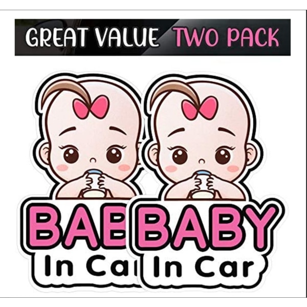 2 baby-i-bilskilte-klistermærker til piger,Baby-bilklistermærke Aftageligt sikkerhedsmærkat-annonceringstavle,Mærkat-klistermærke-