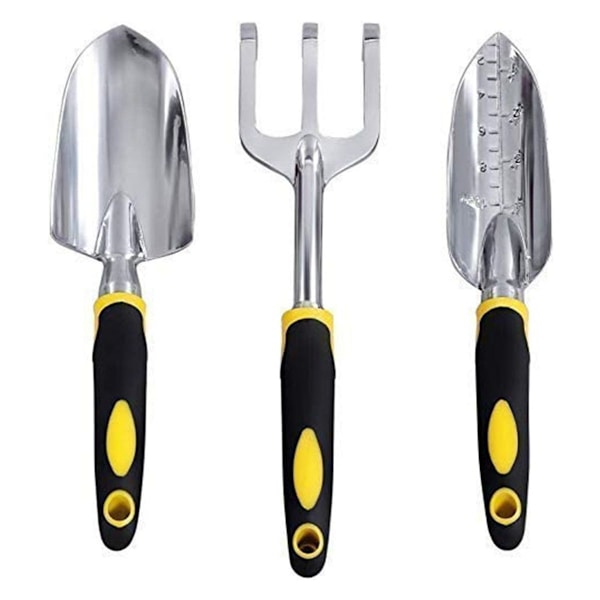 3 stk hagesett i aluminiumlegering med mykt gummi og sklisikkert håndtak,
