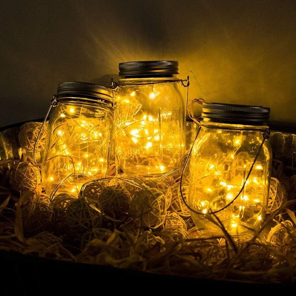 3-pack solcellslampor för trädgård 20 LED väderbeständig solcellsburk utomhus KLB