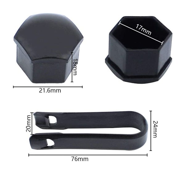 Pyörän pultinhatut, 20x pyörän pultinhatut 17 mm, pyöränmutterinhatut työkaluilla, un KLB