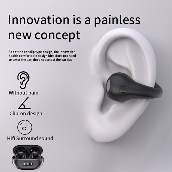 Trådløse ørepropper Bluetooth 5.3 Åpne ørepropper Sykling
