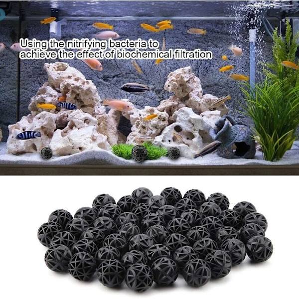 50 st Bio Porös Filter Biokemisk Bollfilter Media Vattenfilter Material med Bomull för Fisk Tank Damm Akvarium Vattenfall Fontän(26mm) KLB