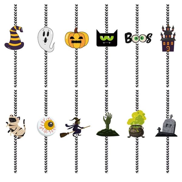 24 stk. Halloween sugerør til cocktails og drinks