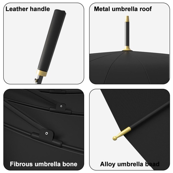 24-ben automatisk paraply, vindtæt og vandtæt, slagmateriale, stål, beige KLB