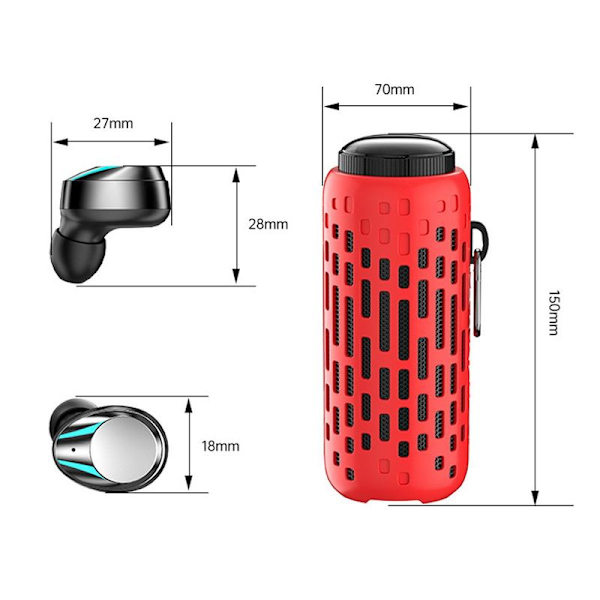 Utomhus Bluetooth Audio Hörlurar Trådlös Bluetooth Röd