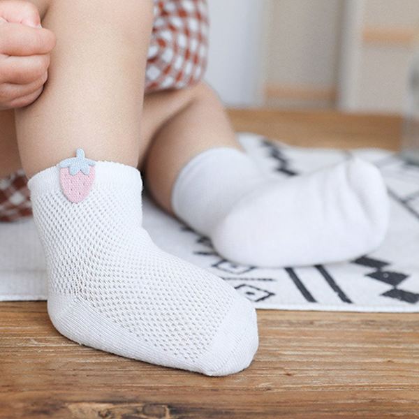 3 par sommer mesh bomullssokker for babygutter, småbarnsjenter L KLB