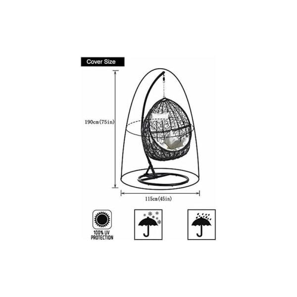 Hængestolsbetræk 190x115cm Hængestolsbetræk Støvbeskyttende Betræk til Hængestol/Terrasse Gyngestol med Snøre Grå KLB