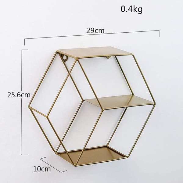 Hexagonale flydende hylder vægmonterede metaltrådshylder passer til KLB