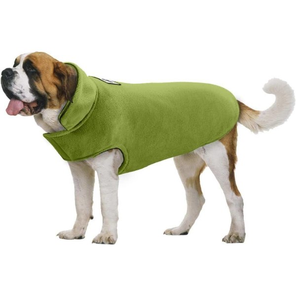 Vinterhundjacka Fleecehundkappa för de flesta hundar Grön