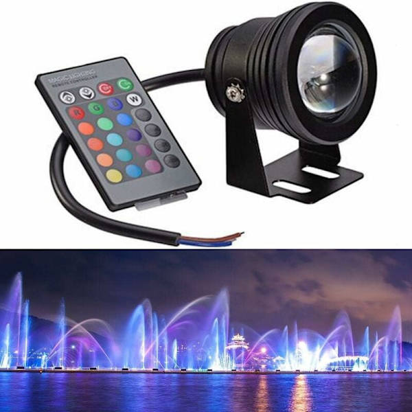 Pool Source LED-lampe fjernbetjening undervandslys farveskiftende akvarium damlys (sort skal RGB) 10W [energiklasse A] KLB