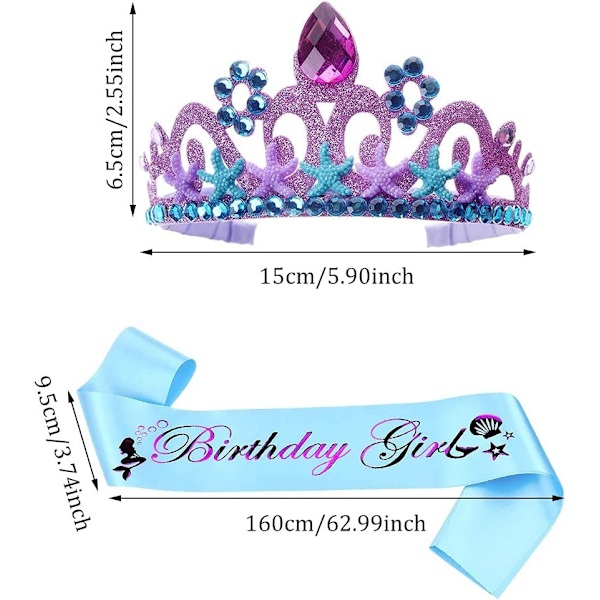 Glitter Havfrue Pandebånd med Prinsesse Net til Hår Havfrue Temafest Tilbehør Festartikler Pandebånd (Lilla)
