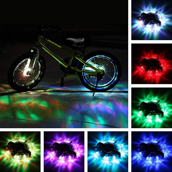 LED eikerlys, vanntett, 7 farger - Sykkelsikkerhetsadvarsel KLB