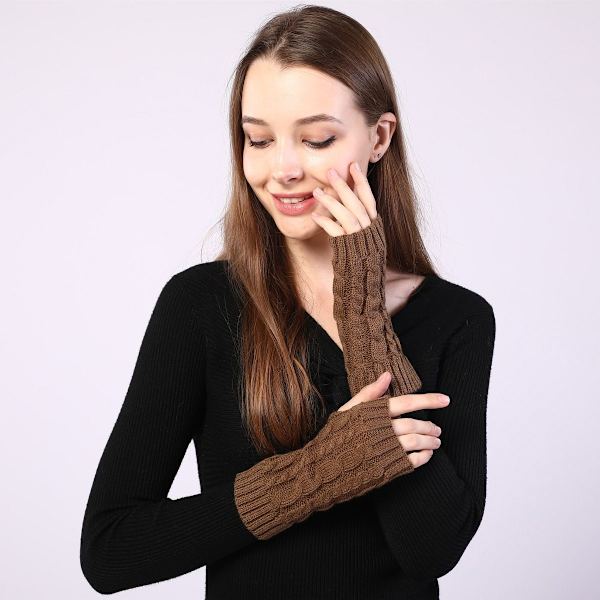 Pairs Womens Vinter Arm Varmer Varme Fingerless Handsker Hånd Hækle Kombination 1 KLB
