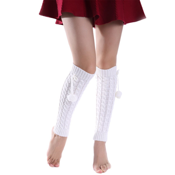 Pitkät Leg Warmers - Naiset Lolita Muoti Villa Kaapelinkudoksinen Reisi Valkoinen KLB