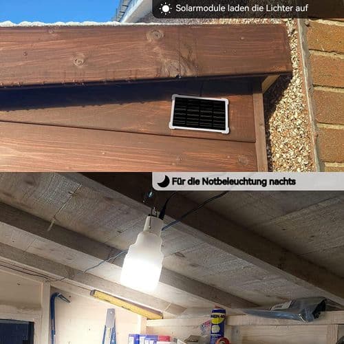 Pakke med 2 solcellelyspærer, TechKen solcellelampe LED-lyspære bærbar pære solcelle