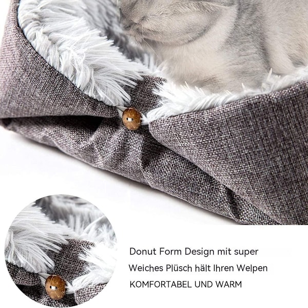 shimytop Katteseng Vaskbar Fluffy Kattepude - 2 i 1 Kattesoveplads Kat KLB
