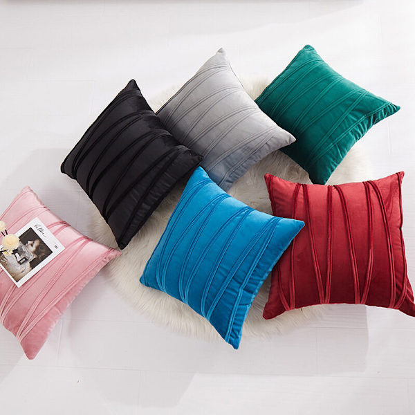 Sett med 2 putetrekk Tredimensjonale geometriske striper Fløyel Dekorativt putevar Hjem Stue Sofa Soverom (30x50cm,Svart) KLB