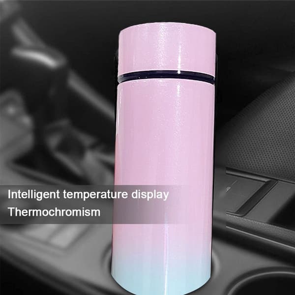 Vattenflaska med LED-temperaturdisplay - rosa/grön KLB