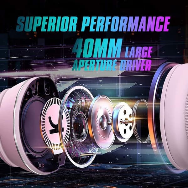 Kablet Gaming Headset 3.5mm Øremuffer LED Lys Søt Katt Rosa