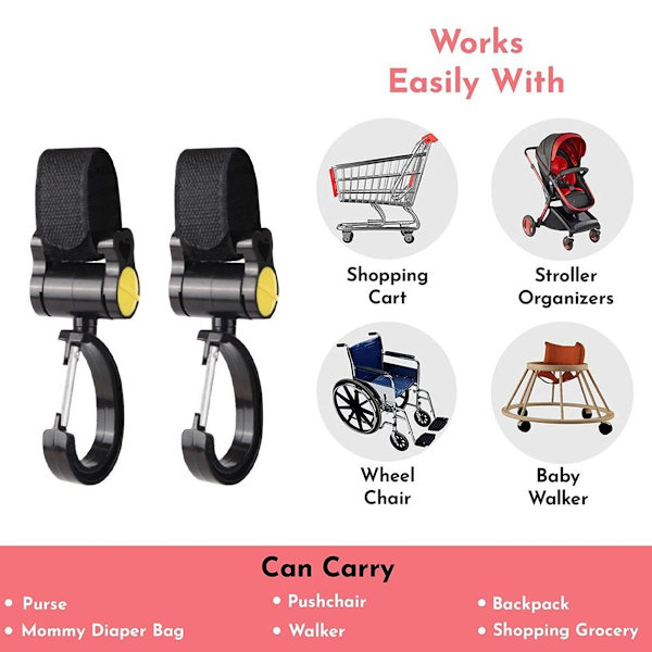 Baby Trolley Hook Multifunksjonell Vektbestandig Svingbar Style3 KLB