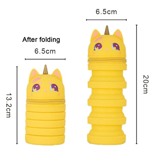 Cartoon Cute Yellow Multipurpose Retractable Pencil Case KLB