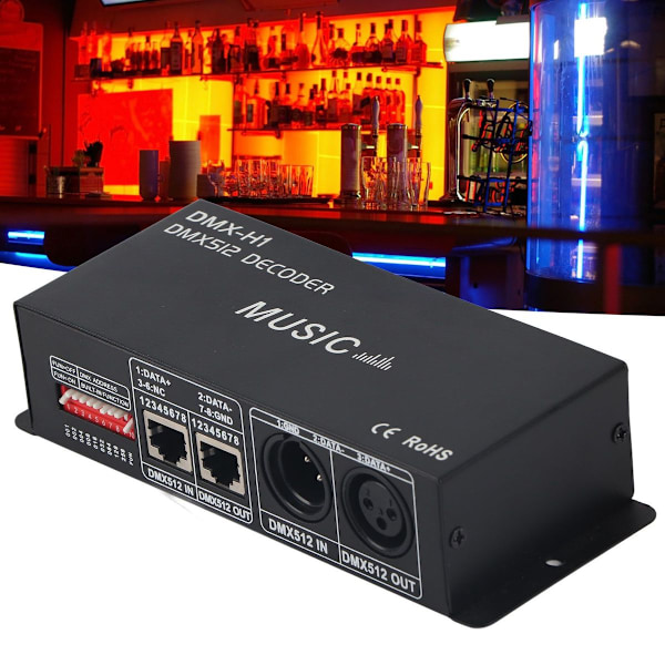 3-kanals DMX-dekoder, justerbar RGB-dæmpning LED-dekoder KLB
