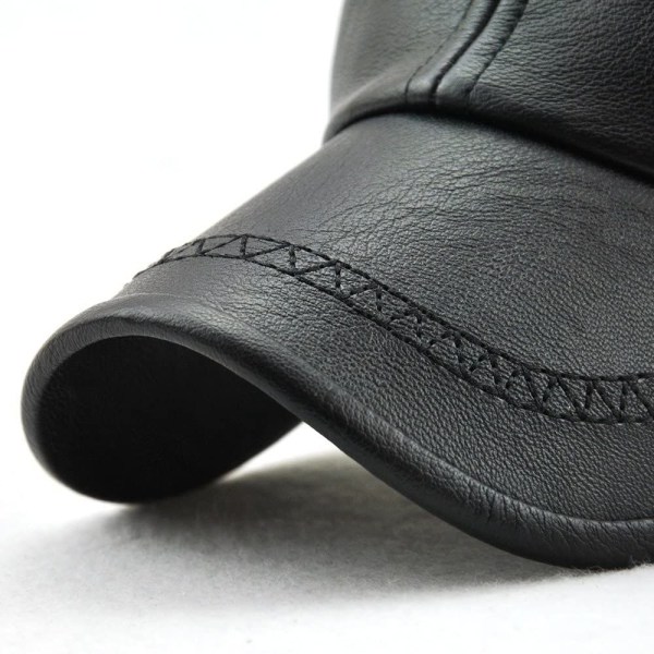 Mænds læderbaseballkasket Justerbar kasket Sportshat Hat Beanie Flat Cap-Deep Coffee-