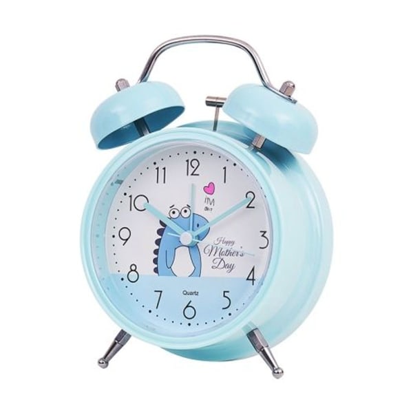 Student Cute Style Ringing Alarm Clock Sengen Silent Clock med lys-Y35 4 tommer (blå)