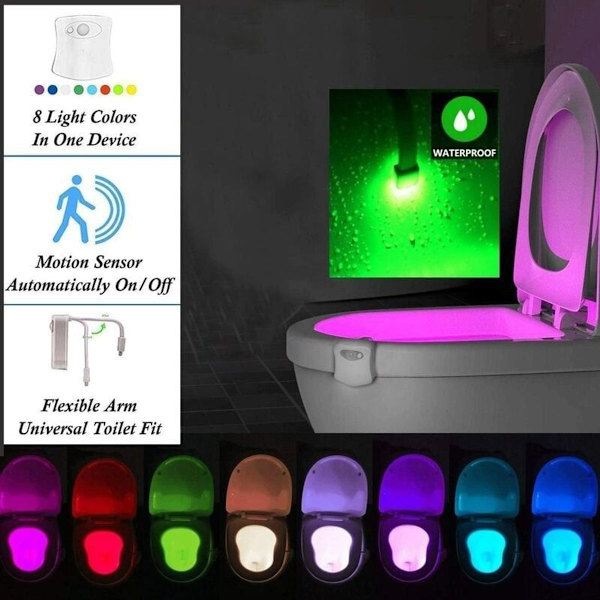 Liiketunnistimella varustettu WC-valo: 2 LED-yövaloa, joissa on 8 väriä