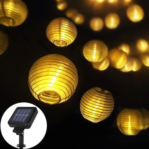 Opard Solcelled LED Fe-lys, Lanterner, 6,45 m, 30 Lanterner, Solcelled Fe