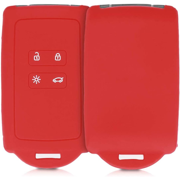 Auton avaimen lisävaruste, joka on yhteensopiva Renault Smart Key 4-painikkeen kanssa (vain Keyless Go) - Punainen pehmeä silikonikotelo avaimenpidikkeellä