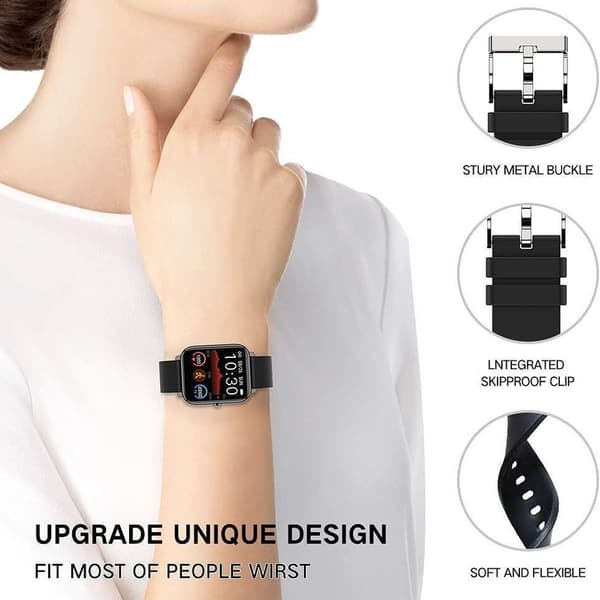 P22 P32 P36 Smart Watch Rem 20mm Blød Silikone Udskiftningsrem Sort