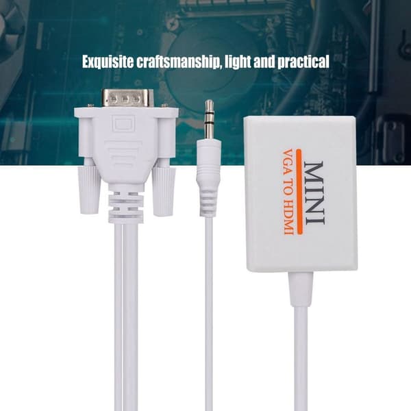 VGA til HDMI-adapter med lydkonverter, USB-ladekabel KLB