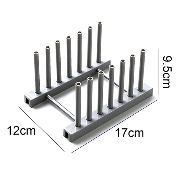 Bambus træ tallerkenstativ, opvaskestativ, køkkenopbevaring, grå
