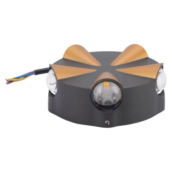 5-sidig lysende vegglampe, rund design, vanntett, 5 LED KLB